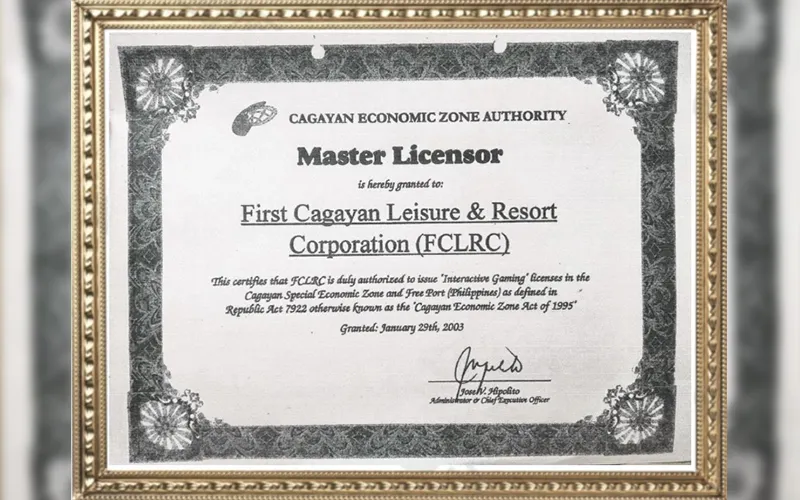 Giấy phép hoạt động CEZA & First Cagayan của LUCKY88Giấy phép LUCKY88 CEZA