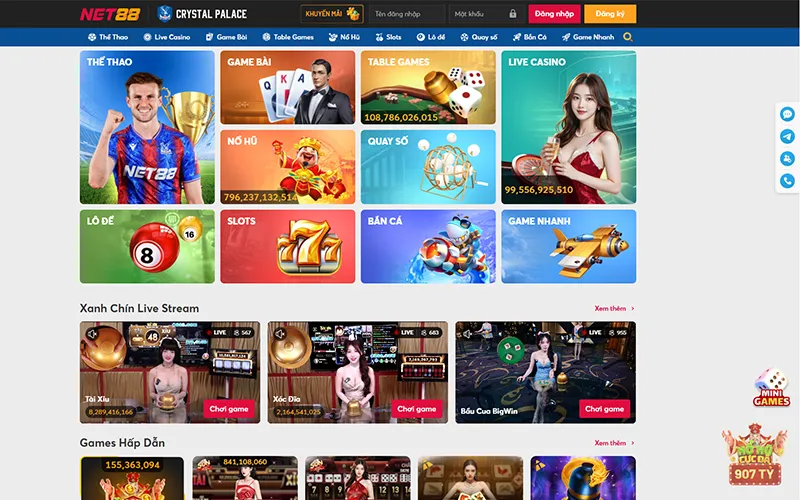 Sảnh cược NET88 đa dạng sản phẩm