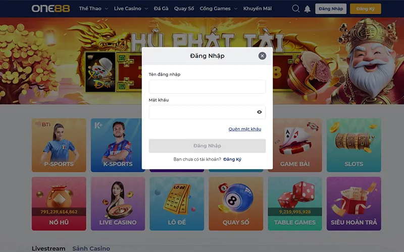 Màn hình đăng nhập ONE88, bắt đầu mọi trải nghiệm cá cượcĐăng nhập tài khoản ONE88