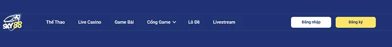 Vị trí nút “Đăng ký” SKY88 trên website chính thứcNút đăng ký SKY88 ở góc phải màn hình