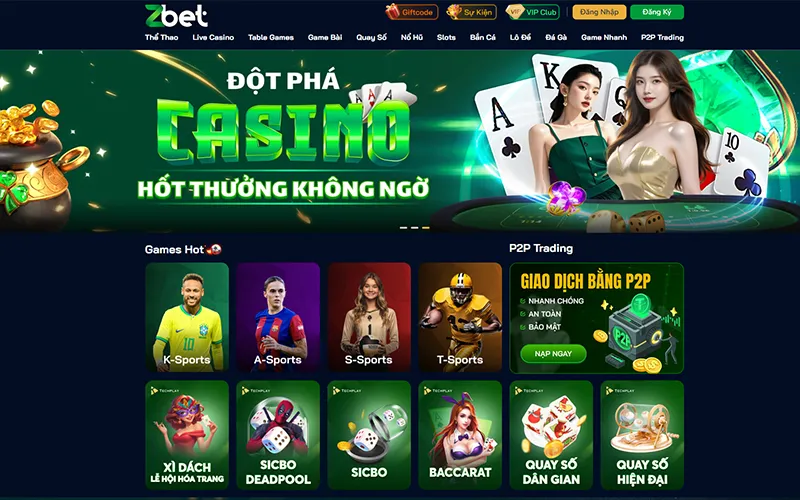 Truy cập kho trò chơi hấp dẫn sau khi đăng ký ZBET thành côngGiao diện game ZBET sau khi đăng ký