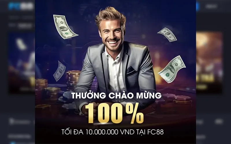 Khuyến mãi 100% FCB8 thưởng 10 triệu VNĐ khi nạp lần đầuAlt: Khuyến mãi nạp tiền FCB8