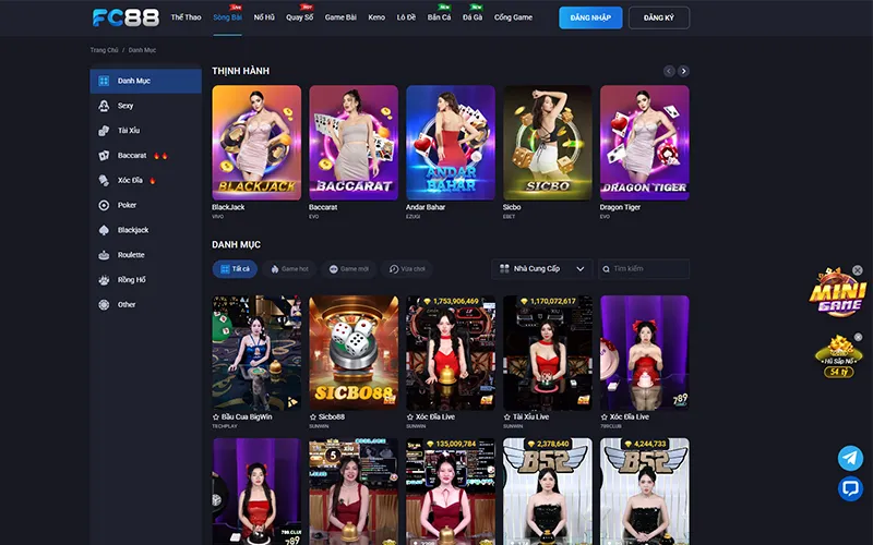 Các trò chơi cá cược tại FCB8 đa dạng và hấp dẫnAlt text: Trò chơi casino trực tuyến tại FCB8