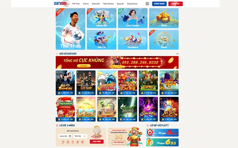 Kho trò chơi casino và thể thao đa dạng tại SIN88SIN88 kho game đa dạng