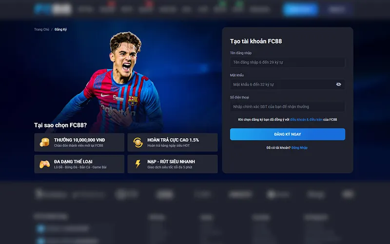 Đăng ký FCB8: Bước khởi đầu tham gia cá cược online