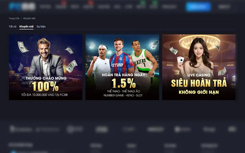 Khuyến mãi FCB8: Nhận thưởng nạp tiền 100% và hoàn trả 1.5%