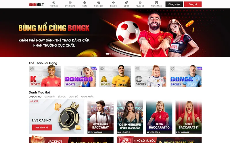 Giao diện trang chủ 388BET – Bắt đầu đăng ký dễ dàngAlt: Giao diện trang chủ 388BET đăng ký tài khoản